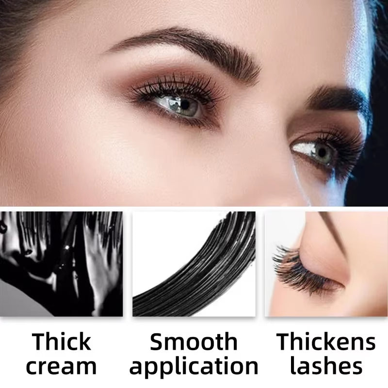 Black Waterproof Mascara Lengthening Curling Black Lash Eyelash Extension Beauty Makeup Long-Wearing Mascara Silk Fiber Mascara